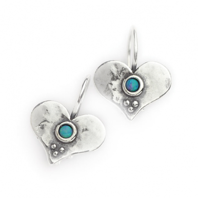 Heart Earrings with Opal Stones
